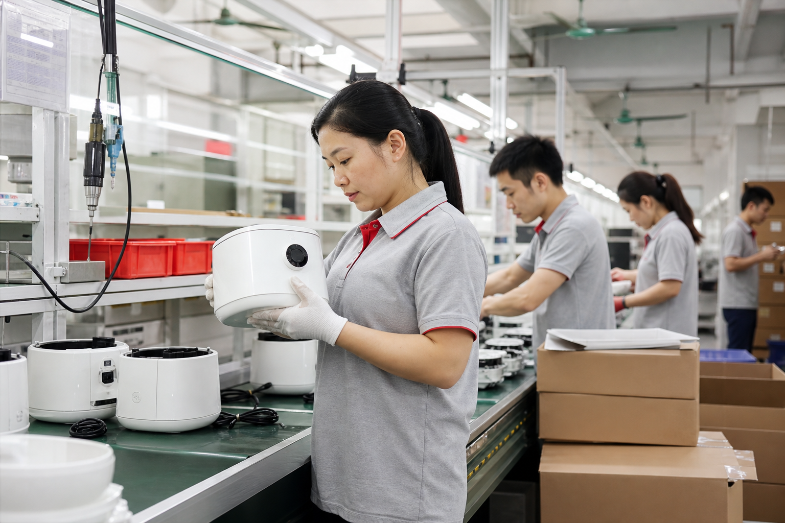 广东小家电制造企业装配与质量检查工作场景